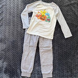 Boys size 7 2pc. bundle of Carters jersey lined joggers & Halloween Pokemon top